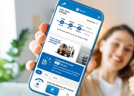 Chevron mobile app on phone Chevron mobile app on phone